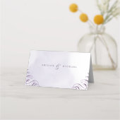 ロマンチックな紫色の書道のヴィンテージ結婚式 プレイスカード (裏面)