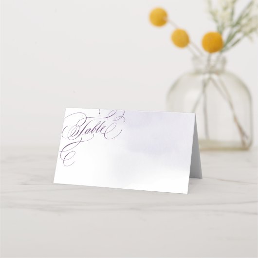 ロマンチックな紫色の書道のヴィンテージ結婚式 プレイスカード (正面)