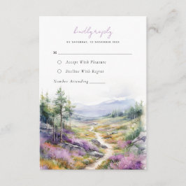 ロマンチックな紫色の花の森の結婚式RSVPカード エンクロージャーカード