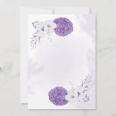 ロマンチックな紫色の花の牡丹結婚リース 招待状 (裏面)