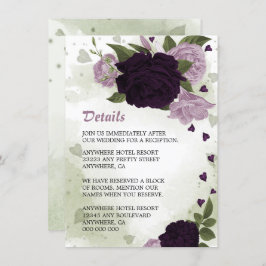 ロマンチックな紫色の花の緑の詳細 エンクロージャーカード