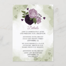 ロマンチックな紫色の花の緑の詳細 エンクロージャーカード