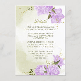 ロマンチックな紫色の花の緑の詳細 エンクロージャーカード