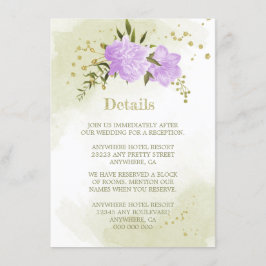 ロマンチックな紫色の花の緑の詳細 エンクロージャーカード