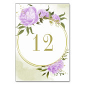 ロマンチックな紫色の花の緑の金ゴールドリース テーブルナンバー (裏面)