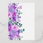 ロマンチックな紫色の花ラベンダーの赤ちゃんシャワー 箔招待状 (裏面)