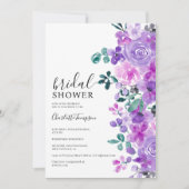 ロマンチックな紫色の花ラベンダーブライダルシャワー 招待状 (正面)