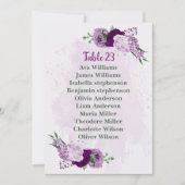 ロマンチックな紫色の花席表カード 招待状 (正面)