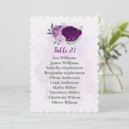 ロマンチックな紫色の花席表カード 招待状