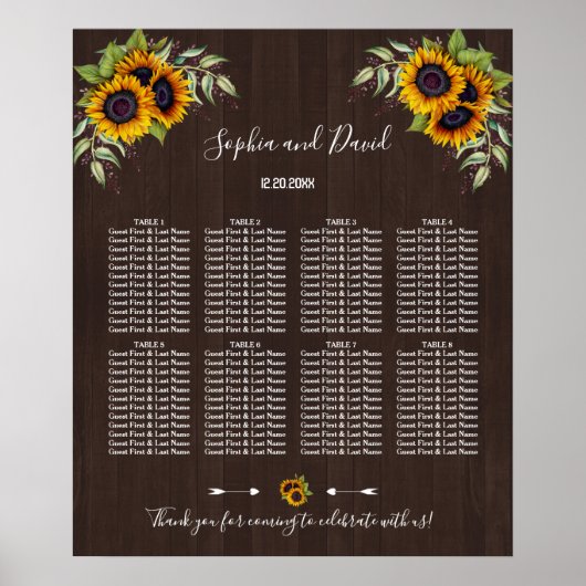 ロマンチックな結婚ひまわり納屋の座席表 ポスター (正面)