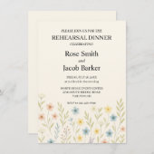 ロマンチックな結婚山花のリハーサルのディナーの招待客 招待状 (正面/裏面)