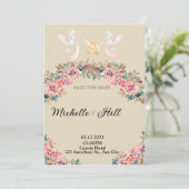 ロマンチックな結婚式のイニシャル 招待状 (スタンド正面)