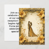 ロマンチックな結婚式のカップルの優雅な金の芸術作品 招待状 (正面/裏面)