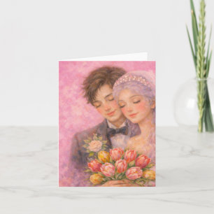 ロマンチックな結婚式のカップルイラスト カード