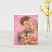 ロマンチックな結婚式のカップルイラスト カード (黄色い花)
