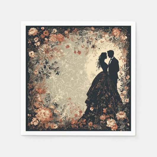 ロマンチックな結婚式のカップル スタンダードカクテルナプキン (正面)