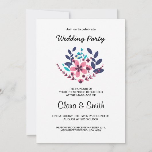 ロマンチックな結婚式のパーティの招待状 招待状 (正面)