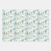 ロマンチックな結婚式の花とリングや輪 ラッピングペーパーシート (正面3)