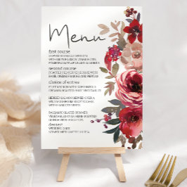 ロマンチックな結婚式の赤い頬紅の花のバラ メニュー