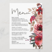 ロマンチックな結婚式の赤い頬紅の花のバラ メニュー (正面)