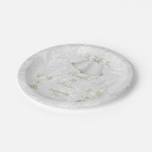 ロマンチックな結婚式の鐘及びシャンペンフルート ペーパープレート (アングル)