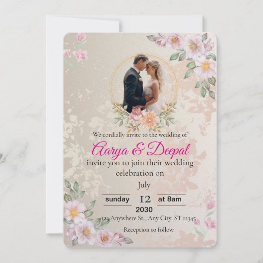 ロマンチックな結婚式招待状エレガント- & Timeless 招待状 (正面)