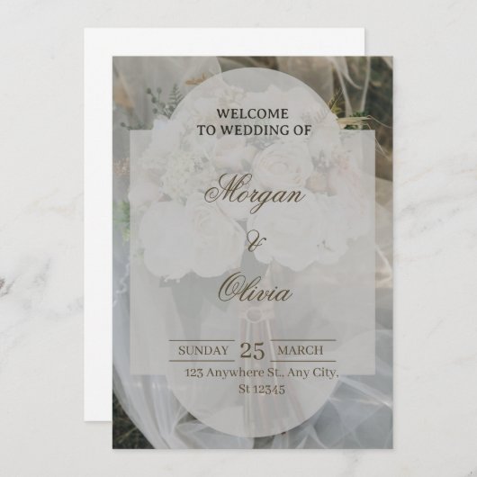 ロマンチックな結婚式招待状デザイン 招待状 (正面/裏面)