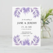 ロマンチックな結婚式招待状紫の水色ぬか セーブザデート (スタンド正面)
