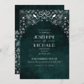 ロマンチックな緑と白の秘密の庭のデザイン 招待状 (正面/裏面)