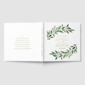ロマンチックな緑のエレガントな結婚式の編集可能カラー ゲストブック (全面)