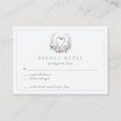 ロマンチックな緑のスワンカップル結婚式RSVPカード エンクロージャーカード (正面)