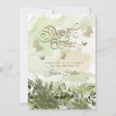 ロマンチックな緑のバタフライガーデンsweet sixteen 招待状 (正面)