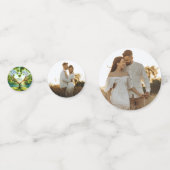 ロマンチックな緑のモノグラム写真結婚の紙吹雪を追加 コンフェッティ (裏面)