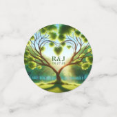 ロマンチックな緑のモノグラム写真結婚の紙吹雪を追加 コンフェッティ (スモール正面)