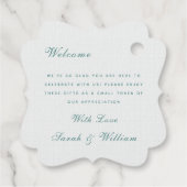 ロマンチックな緑の冬の森の結婚式の引き出物ラベル フェイバータグ (裏面)