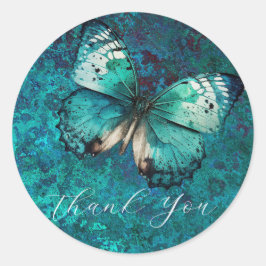 ロマンチックな緑の感謝してい蝶あなた ラウンドシール