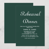 ロマンチックな緑の書道のリハーサルディナー 招待状 (正面/裏面)
