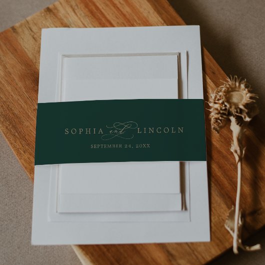 ロマンチックな緑の書道 |フローリシュ結婚ーズ 招待状ベリーバンド