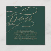 ロマンチックな緑の書道QRコード結婚の詳細 エンクロージャーカード (正面)