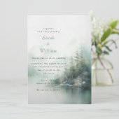 ロマンチックな緑の森の結婚式招待状 招待状 (スタンド正面)