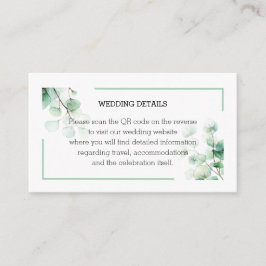 ロマンチックな緑の水色ユーカリ離れスQR エンクロージャーカード