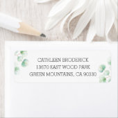 ロマンチックな緑の水色ユーカリ離れラベル ラベル (インサイチュ)