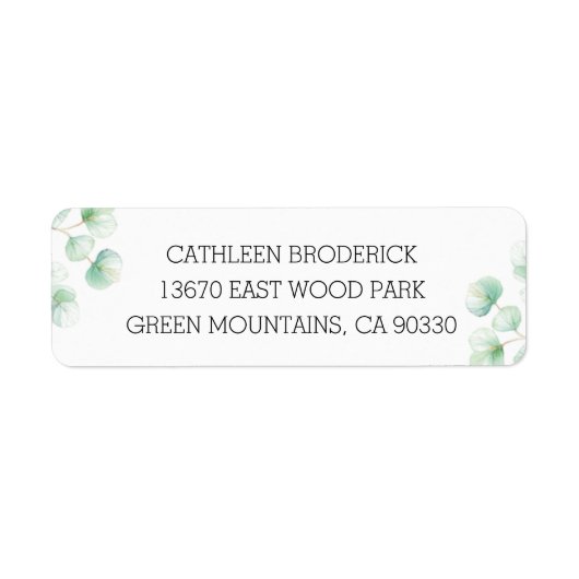 ロマンチックな緑の水色ユーカリ離れラベル ラベル (正面)