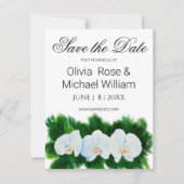 ロマンチックな緑の白い水の色のラン セーブザデート (正面)