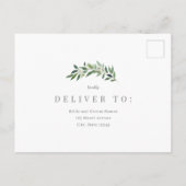 ロマンチックな緑の結婚式の出欠の返事カード ポストカード (裏面)