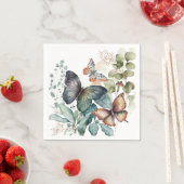 ロマンチックな緑の花と蝶 スタンダードカクテルナプキン (インサイチュ)