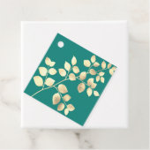 ロマンチックな緑の金色の葉のウェディング フェイバータグ (インサイチュ)