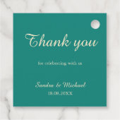 ロマンチックな緑の金色の葉のウェディング フェイバータグ (裏面)