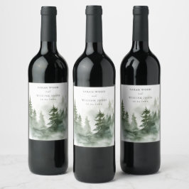 ロマンチックな緑結婚の森 ワインラベル