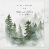 ロマンチックな緑結婚の森 ワインラベル (シングルラベル)